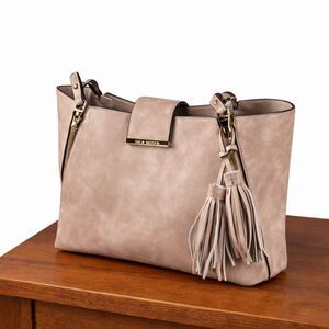 Steve Madden Large Zip Tote Blush Pink Vegan Leather Gold Hardware